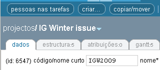 Task editor in Portuguese.