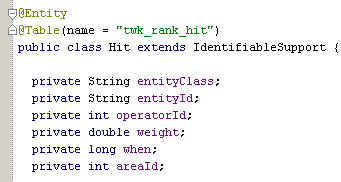 A sample hit collector class in Java/Hibernate