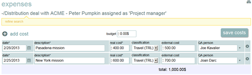 assignment expenses