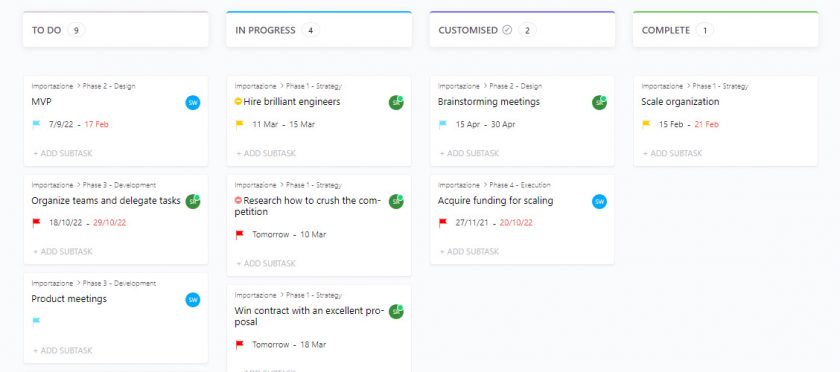 kanban board wrike o clickup