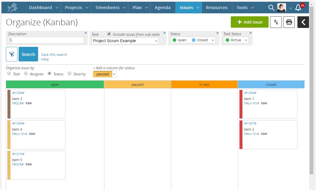 Twproject kanban per metodologia scrum